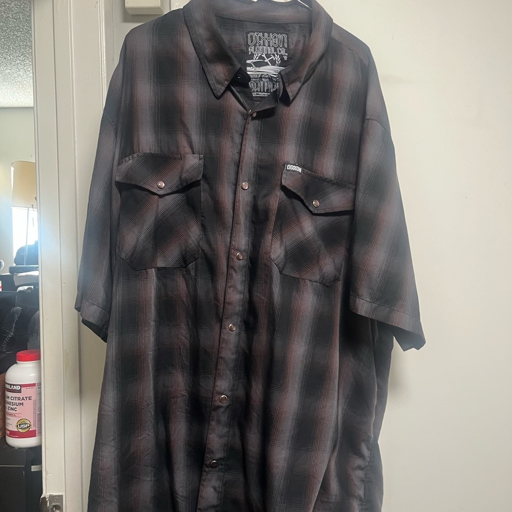 Lux Black and Gray Casual Button Down Shirt